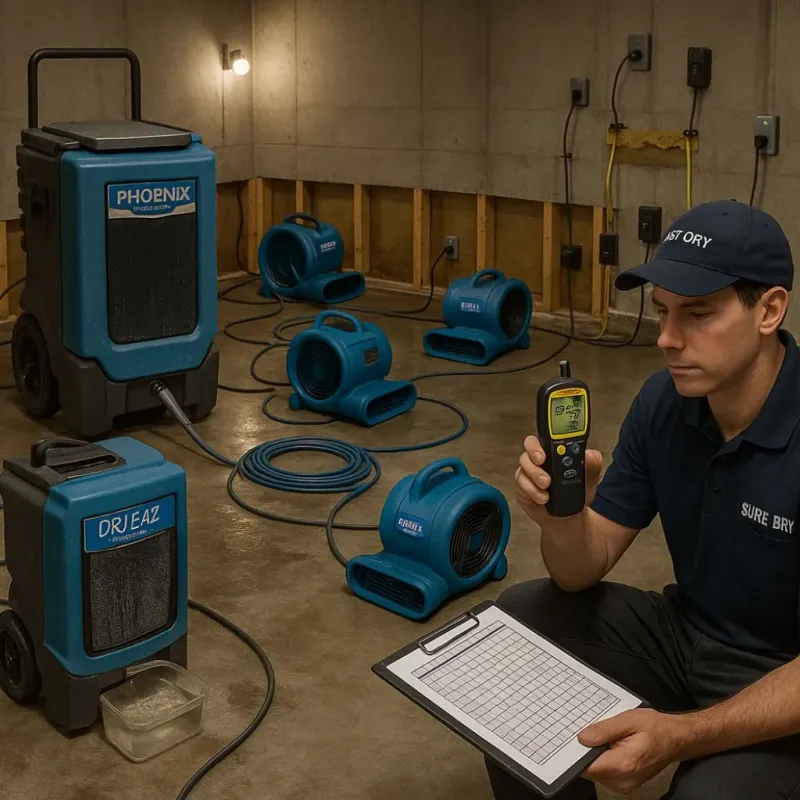Structural Drying and Dehumidification process in West Whittier-Los Nietos, CA